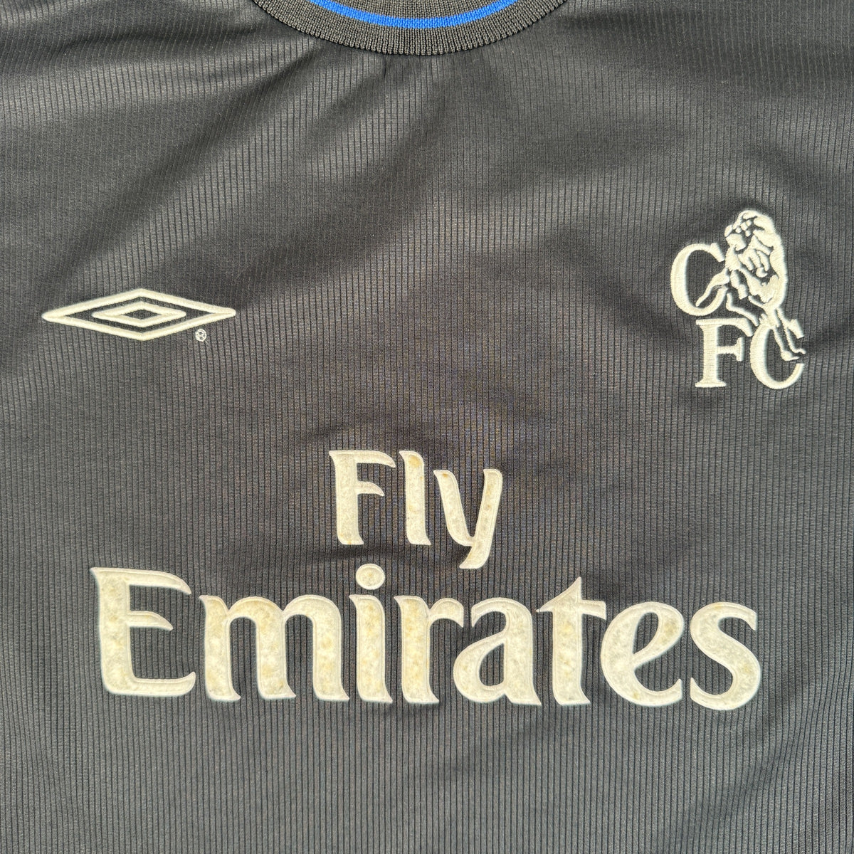 Close-up of Chelsea 2002/2003/2004 away football shirt, size XXL