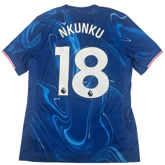 Back of Chelsea 2024/2025 home football shirt, size Medium, showing Nkunku 18
