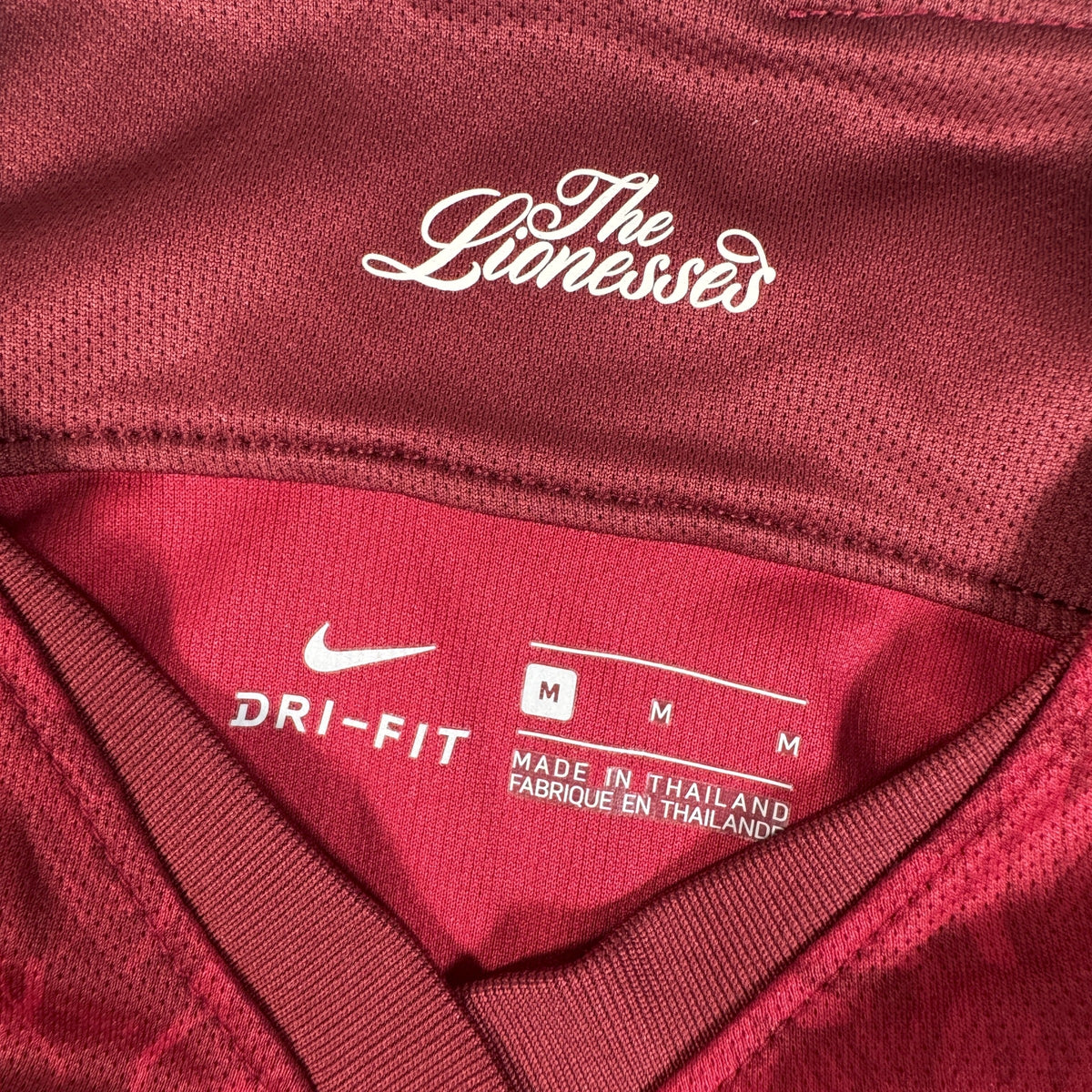 Size label inside England 2019/2020/2021 away football shirt, size Medium