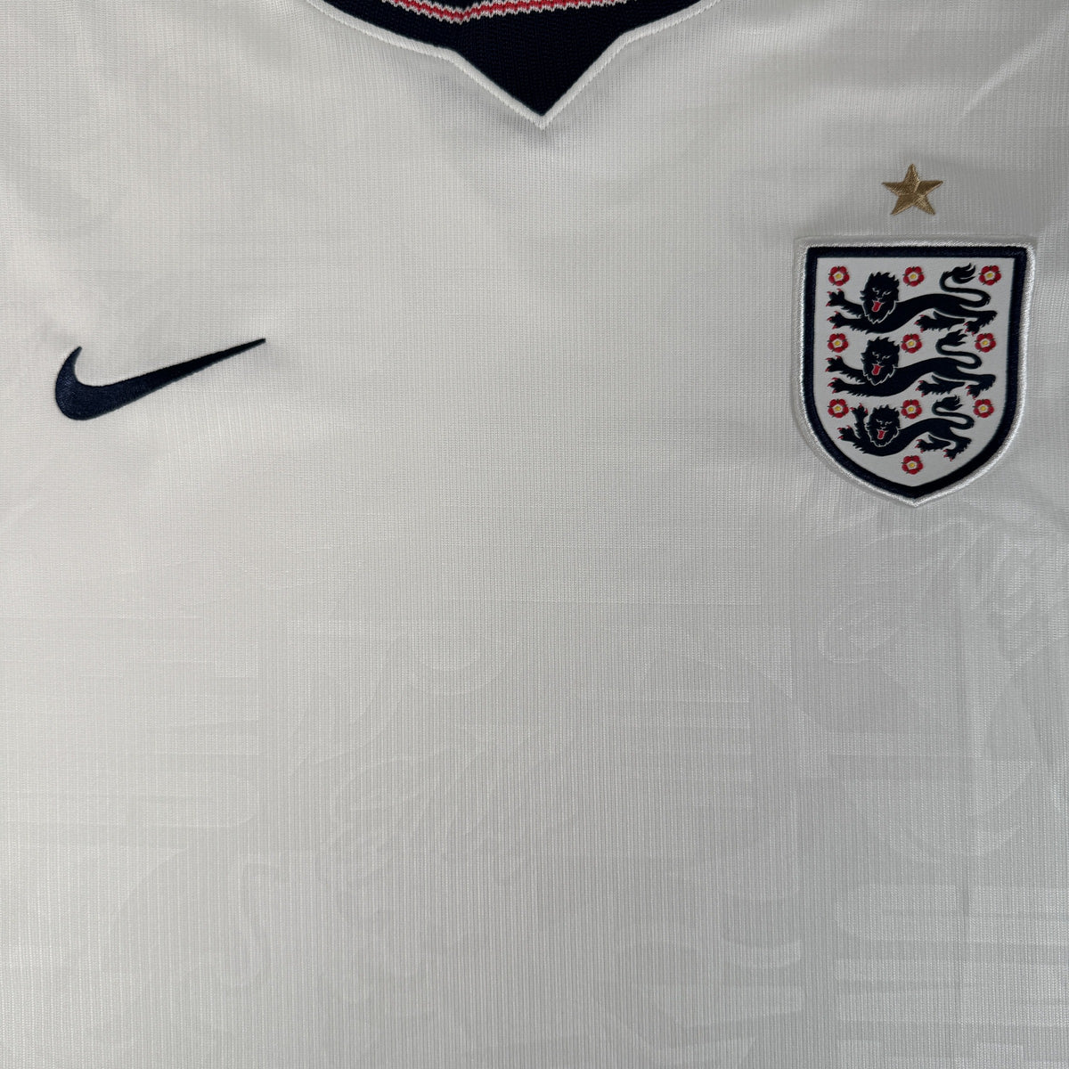 Close-up of England 2026/2027 home football shirt, size 3XL
