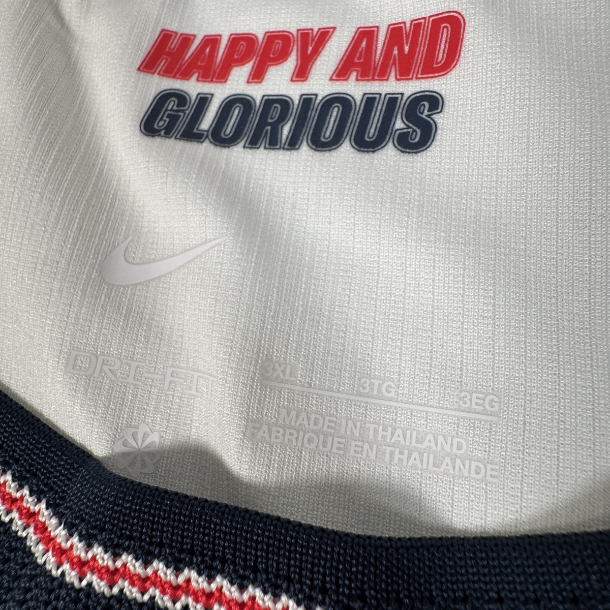 Size label inside England 2026/2027 home football shirt, size 3XL