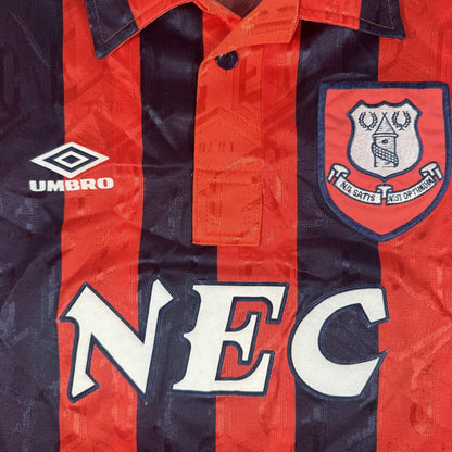 Close-up of Everton 1992/1993/1994 away football shirt, size XL