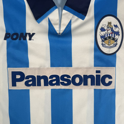 Close-up of Huddersfield Town 1997/1998/1999 home football shirt, size XL