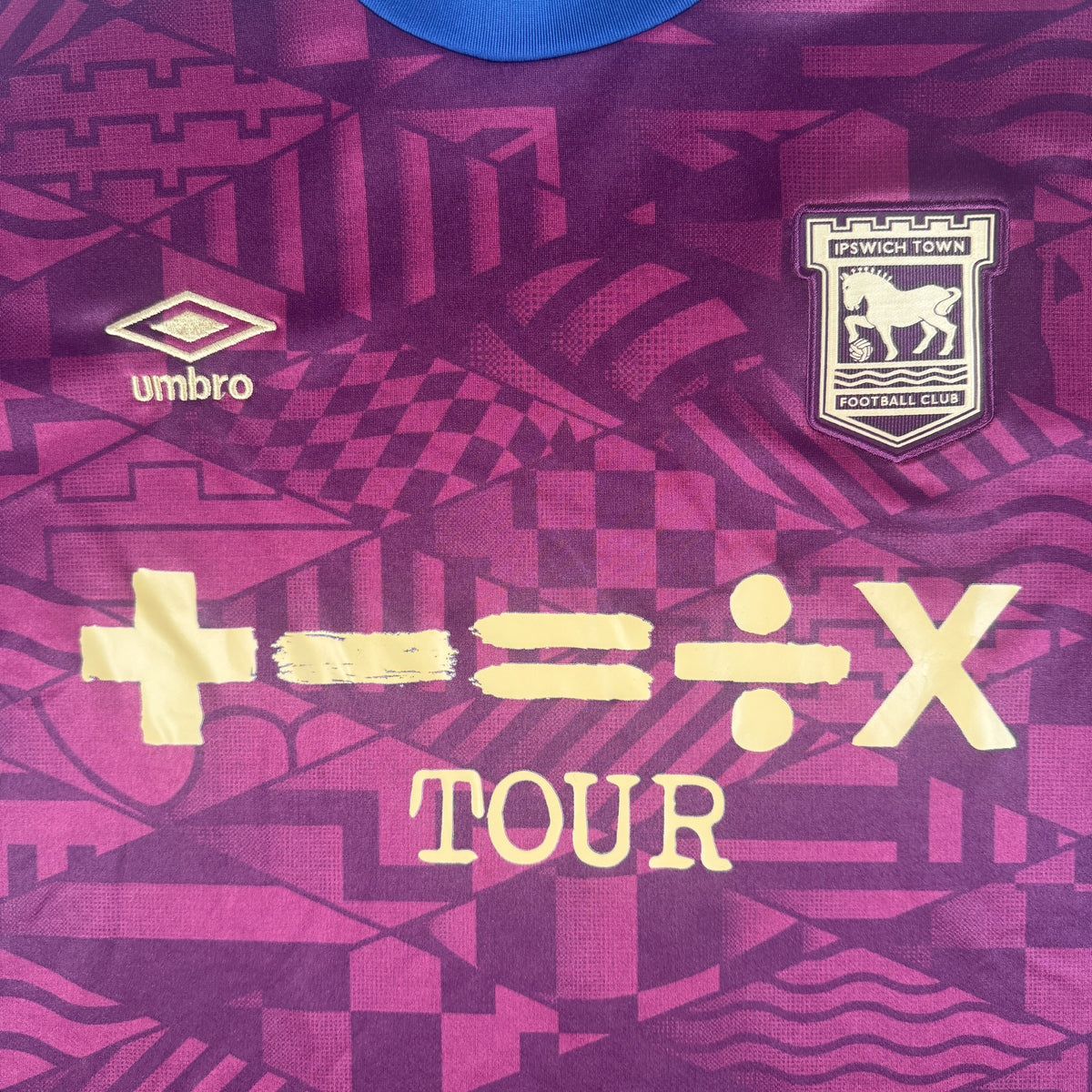 Close-up of Ipswich Town 2024/2025 away football shirt, size Medium