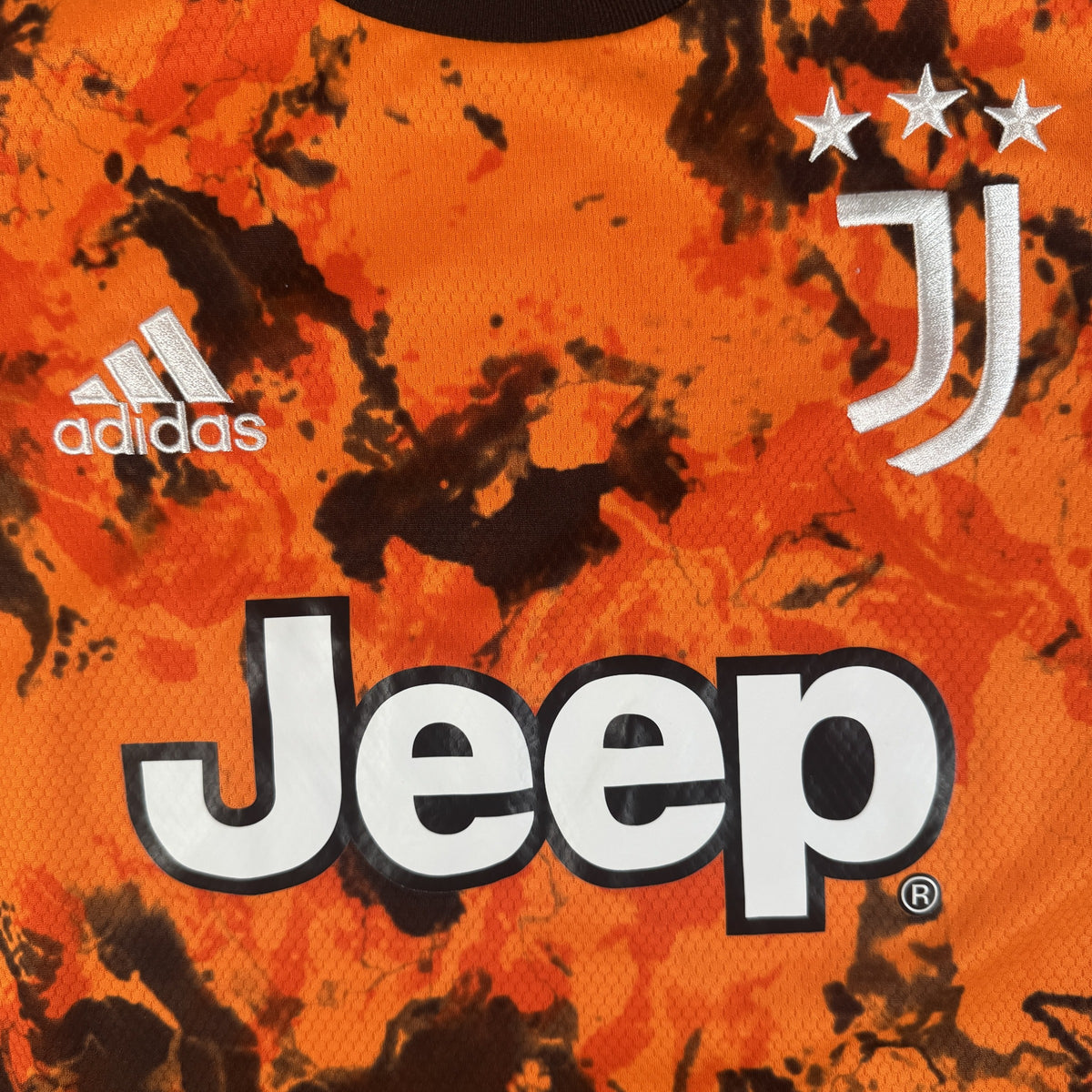 Close-up of Juventus 2020/2021 third football shirt, size Small