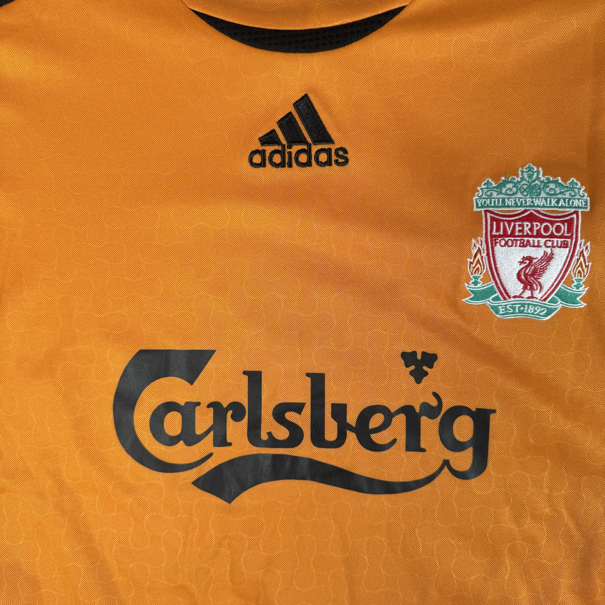 Close-up of Liverpool 2006/2007 goalkeeper football shirt, size XL