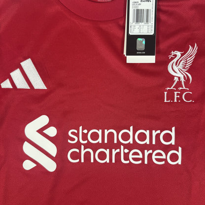 Close-up of Liverpool 2025/2026 home football shirt, size XXL