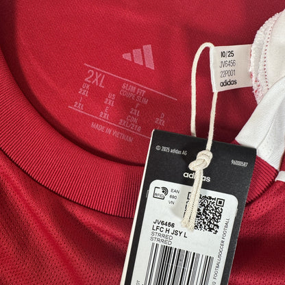 Size label inside Liverpool 2025/2026 home football shirt, size XXL