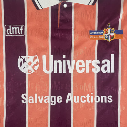 Close-up of Luton Town 1993/1994 third football shirt, size XL