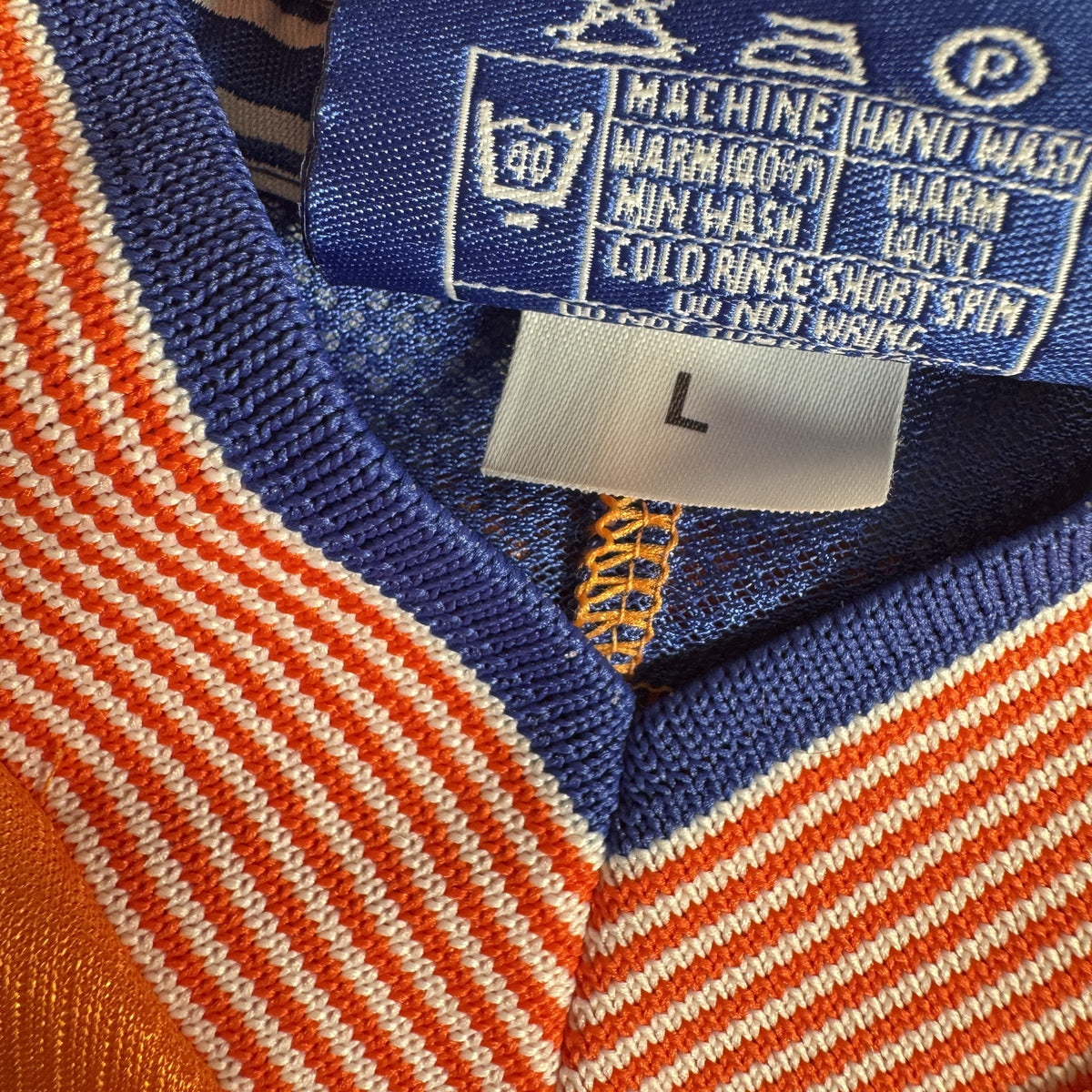 Size label inside Luton Town 1997/1998/1999 home football shirt, size Large