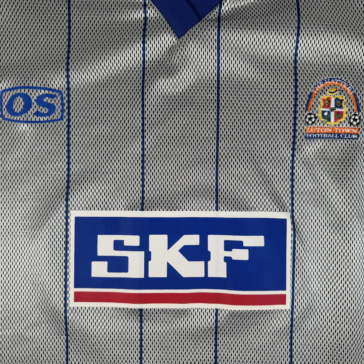 Close-up of Luton Town 1999/2000/2001 third football shirt, size Large
