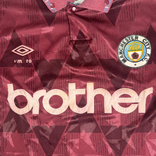Manchester City 1990/1991/1992 Away Football Shirt Large