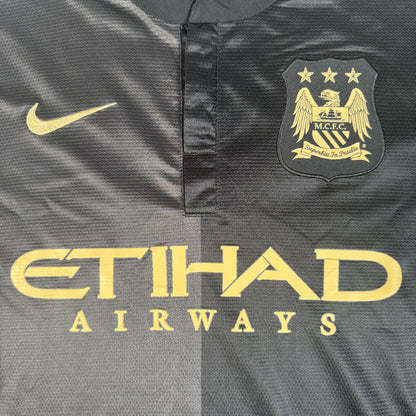 Manchester City 2013/2014 Away Long Sleeve Football Shirt Large — front close-up