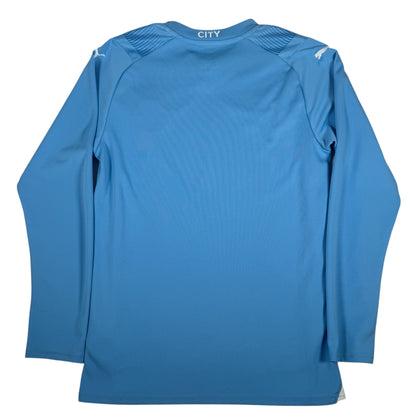 Manchester City 2023/2024 Home Long Sleeve Football Shirt Small — full back view