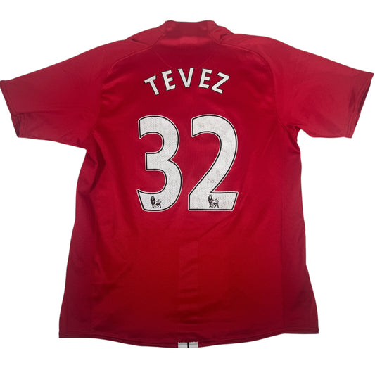 TEVEZ 32 Manchester United 2007/2008 Home Football Shirt Medium — full back view