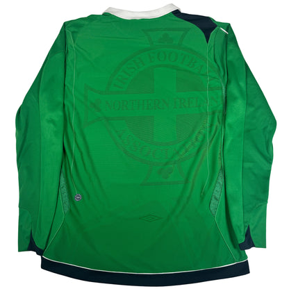Northern Ireland 2006/2007/2008 Home Long Sleeve Football Shirt Large — full back view