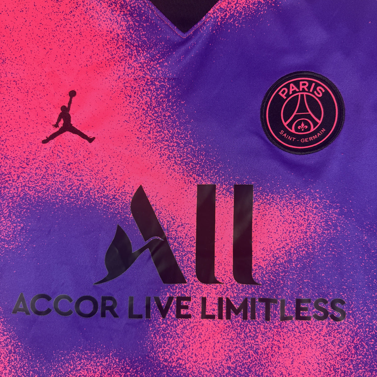 Close-up of Paris Saint-Germain 2020/2021 fourth football shirt, size Large