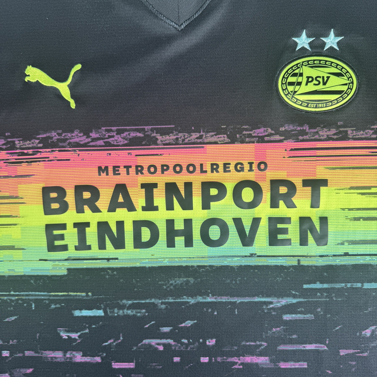 Close-up of PSV Eindhoven 2024/2025 away football shirt, size XXL