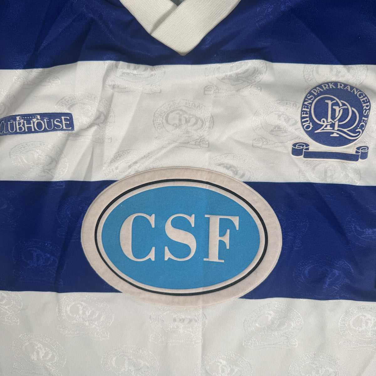 Close-up of Queens Park Rangers 1993/1994 home football shirt, size Medium