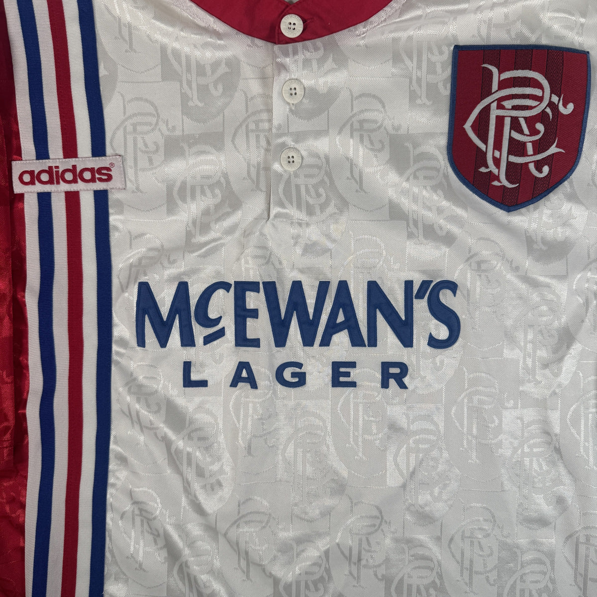 Close-up of Rangers 1996/1997 away football shirt, size XL