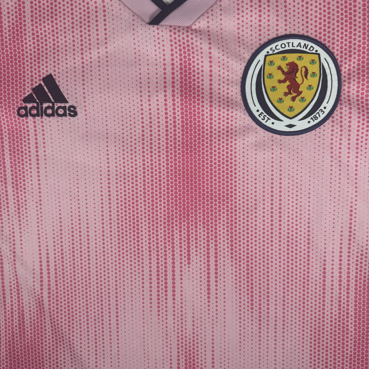 Close-up of Scotland 2019/2020 away football shirt, size Large