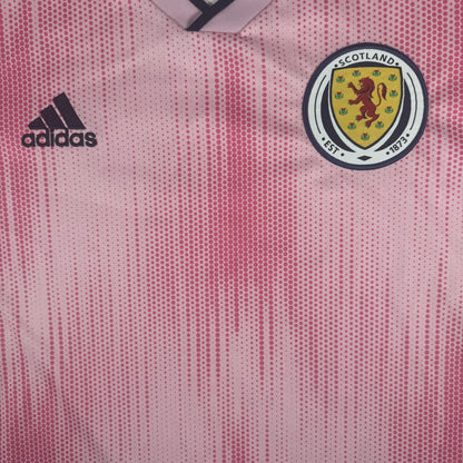 Close-up of Scotland 2019/2020 away football shirt, size Large