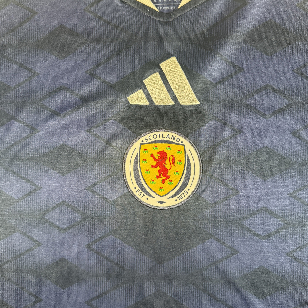 Close-up of Scotland 2026/2027 home football shirt, size XL