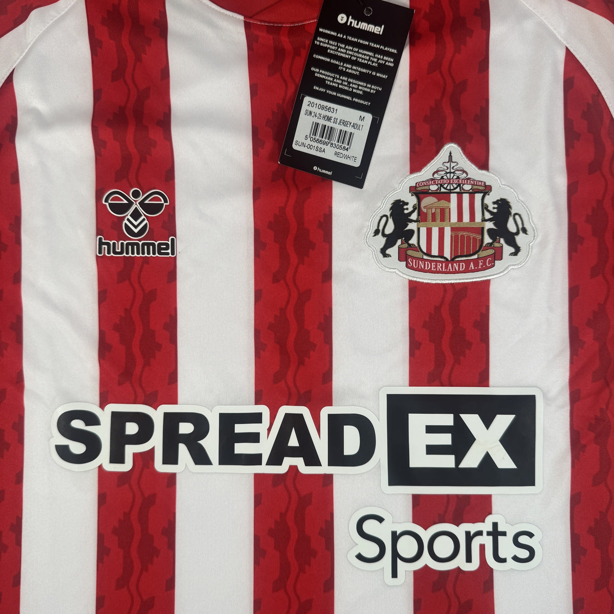 Close-up of Sunderland 2024/2025 home football shirt, size Medium