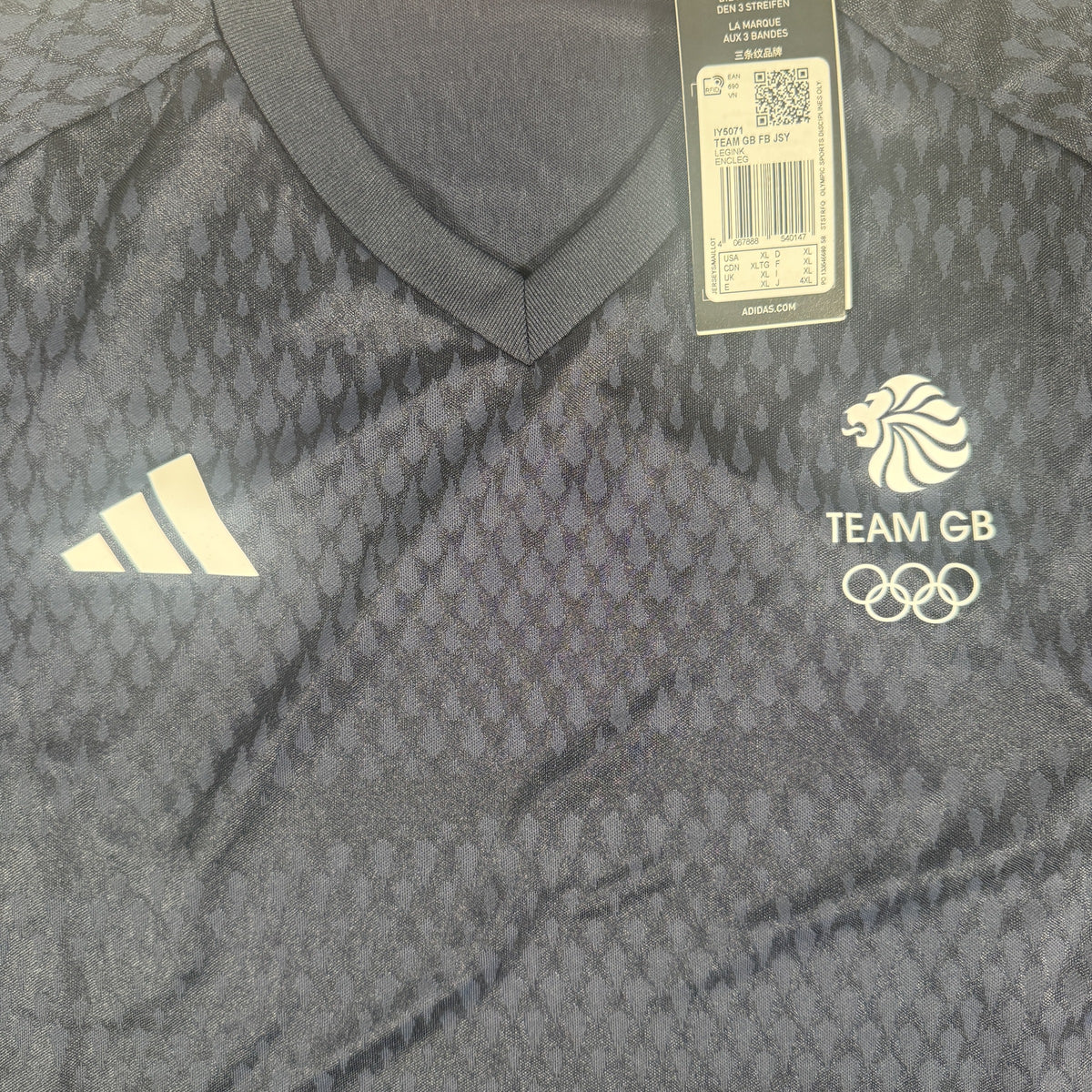 Close-up of Team GB 2024/2025 home football shirt, size XL