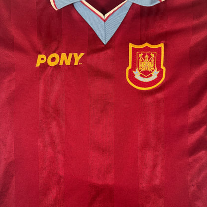 West Ham United 1997/1998 Home Football Shirt Small — front close-up
