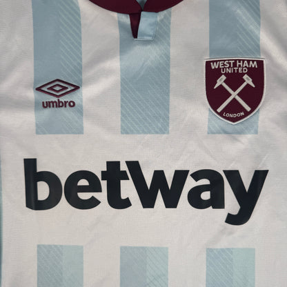 West Ham United 2021/2022 Away Long Sleeve Football Shirt Large — front close-up