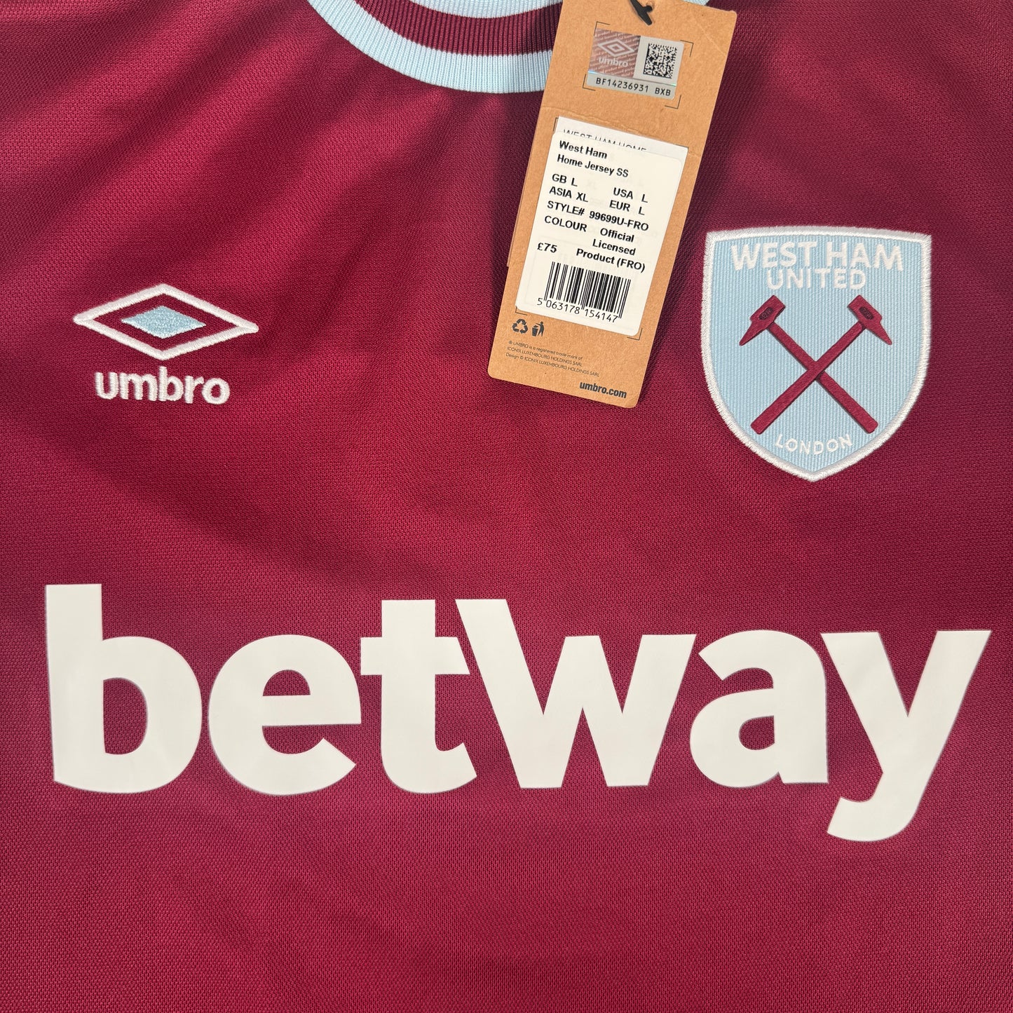West Ham United 2024/2025 Home Football Shirt Large BNWT – Football Shirt Kingdom