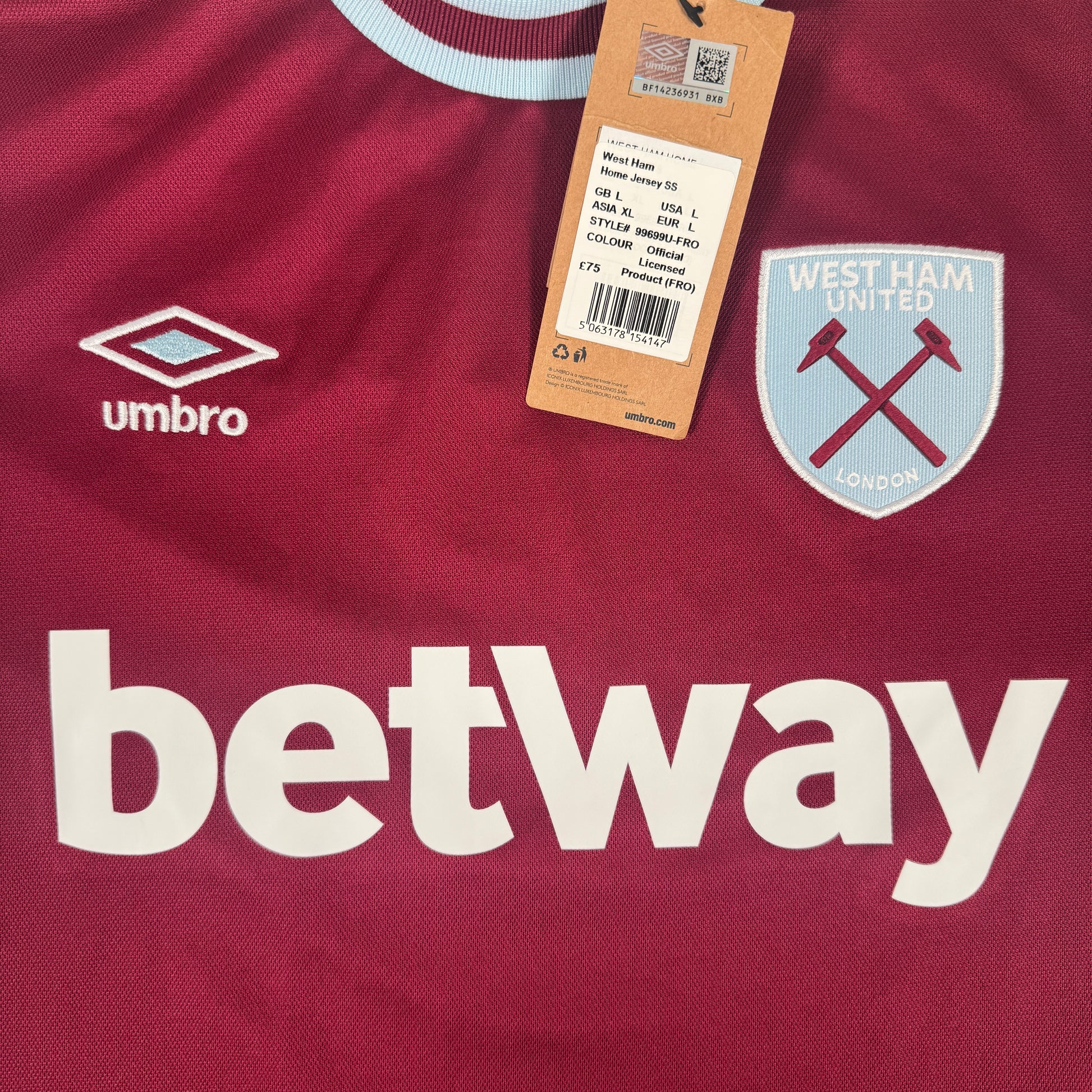 West Ham United 2024/2025 Home Football Shirt Large BNWT – Football Shirt Kingdom