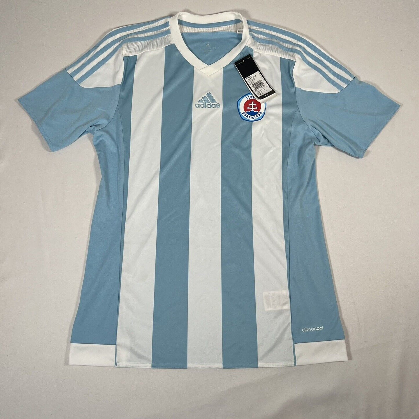 Blue And White Stripe Slovan Bratislava Template Home Football Shirt Medium BNWT