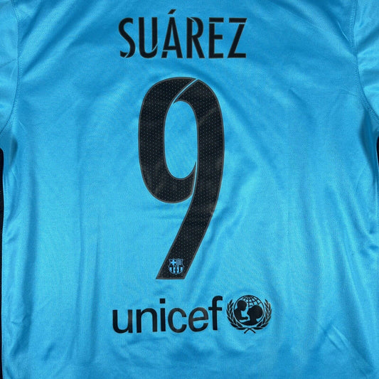 SUAREZ 9 Barcelona 2015/2016 Third Football Shirt UCL Medium - Football Shirt Kingdom