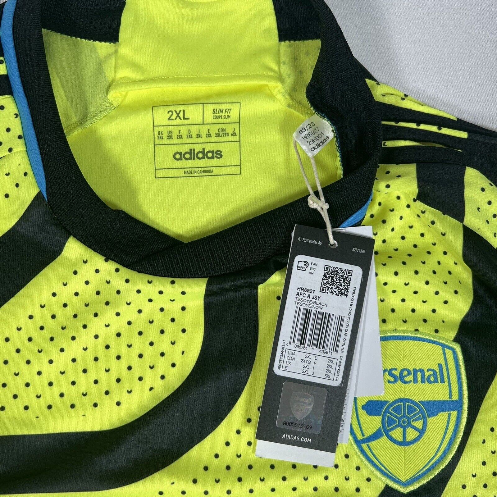 arsenal 2023 2024 away football shirt xxl 2xl bnwt3
