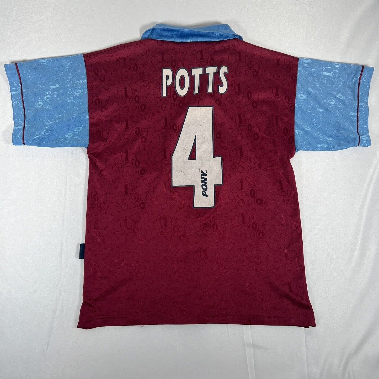 POTTS 4 West Ham United 1995/1996/1997 Home Football Shirt Small