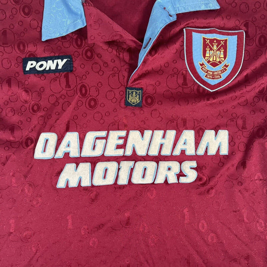 POTTS 4 West Ham United 1995/1996/1997 Home Football Shirt Small