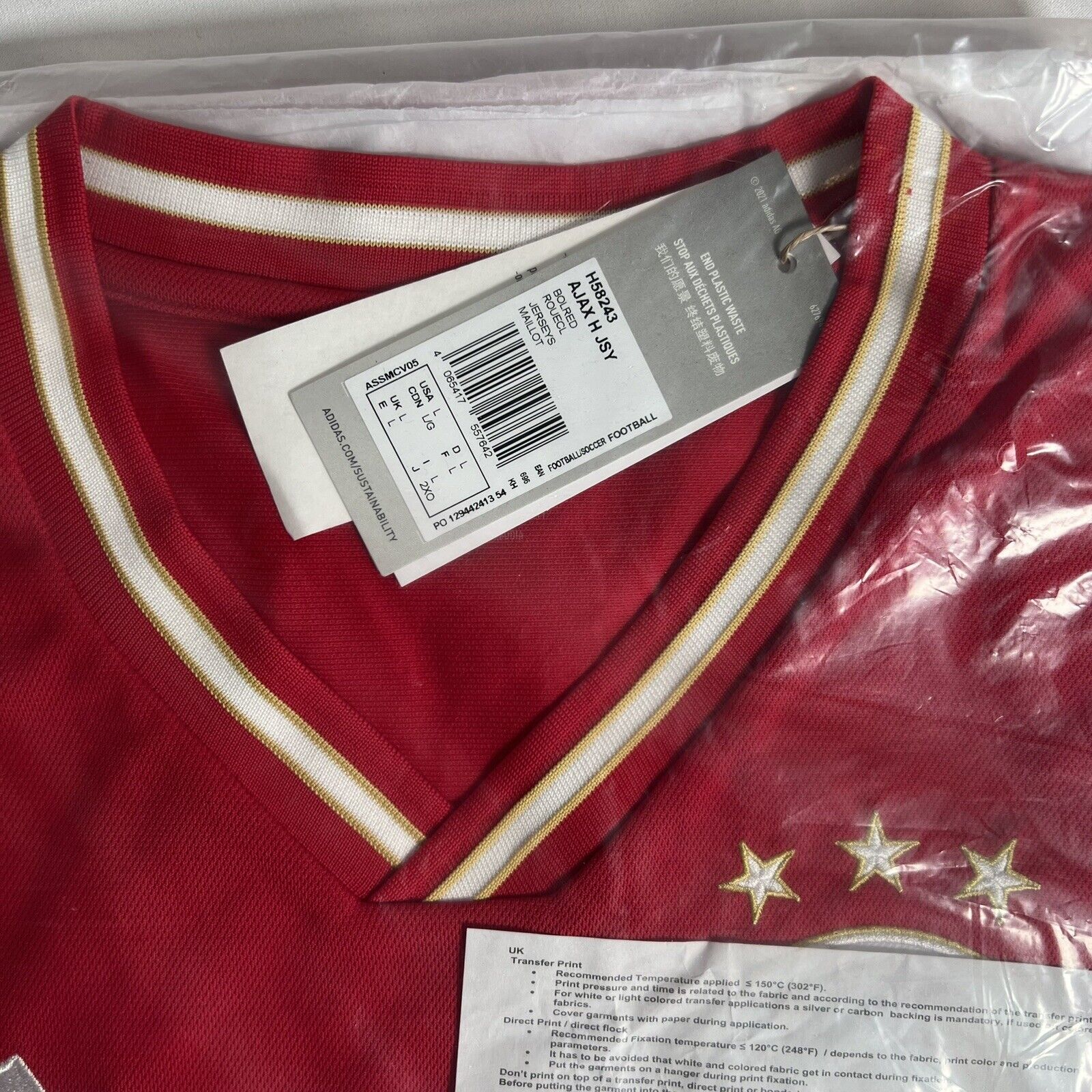ajax 2022 2023 home football shirt men s large bnwt bnib2