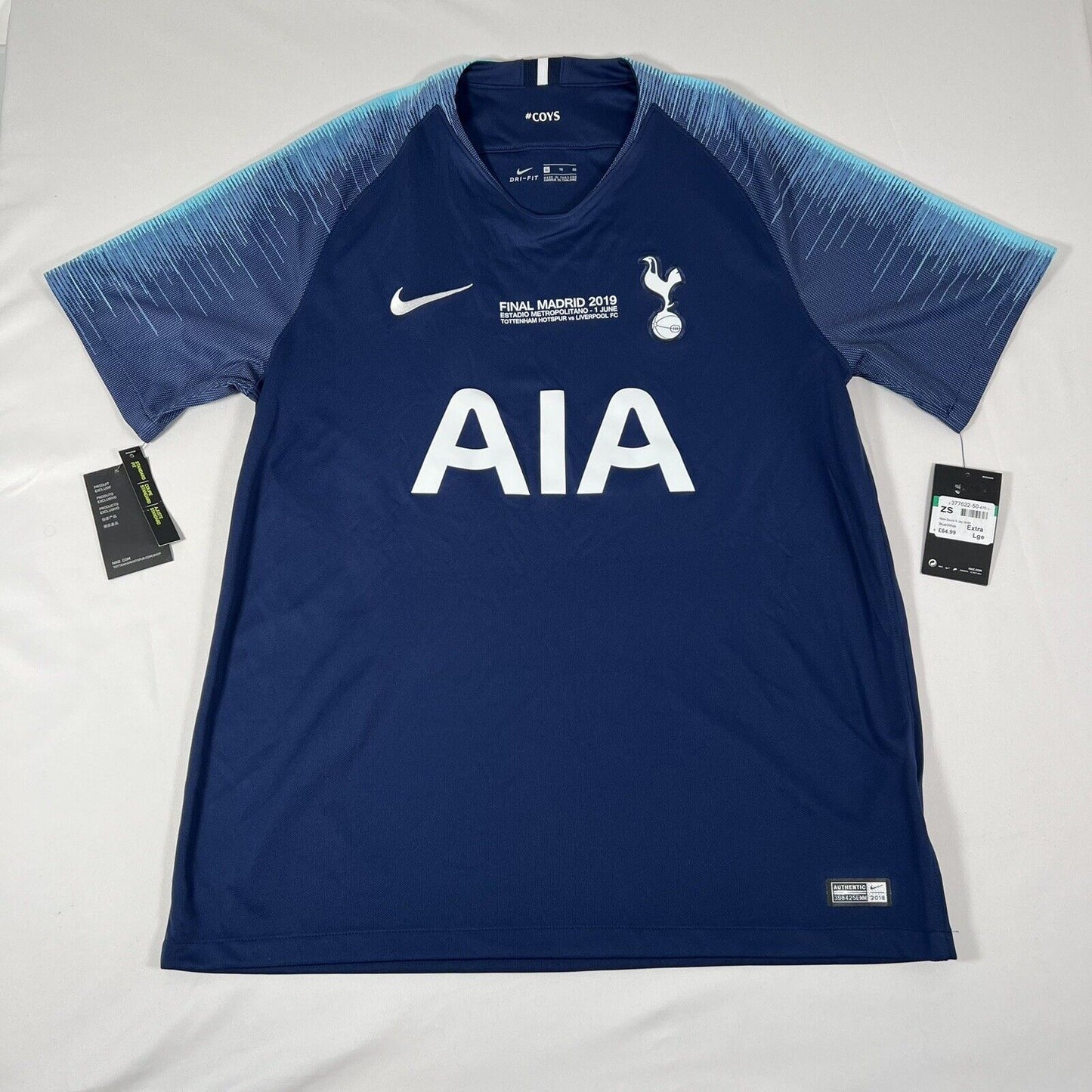 bnwt tottenham 2018 2019 away football shirt ucl final xl2