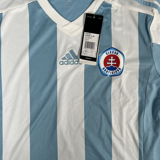 Blue And White Stripe Slovan Bratislava Template Home Football Shirt Medium BNWT - Football Shirt Kingdom