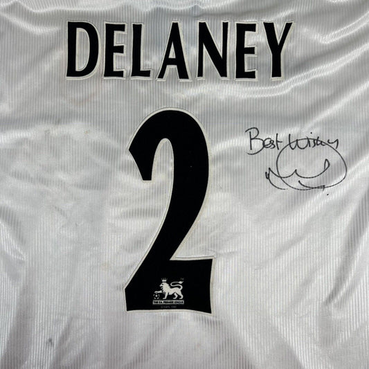 DELANEY 2 Aston Villa 2002/2003 Away Match Worn Signed Football Shirt XL - Football Shirt Kingdom
