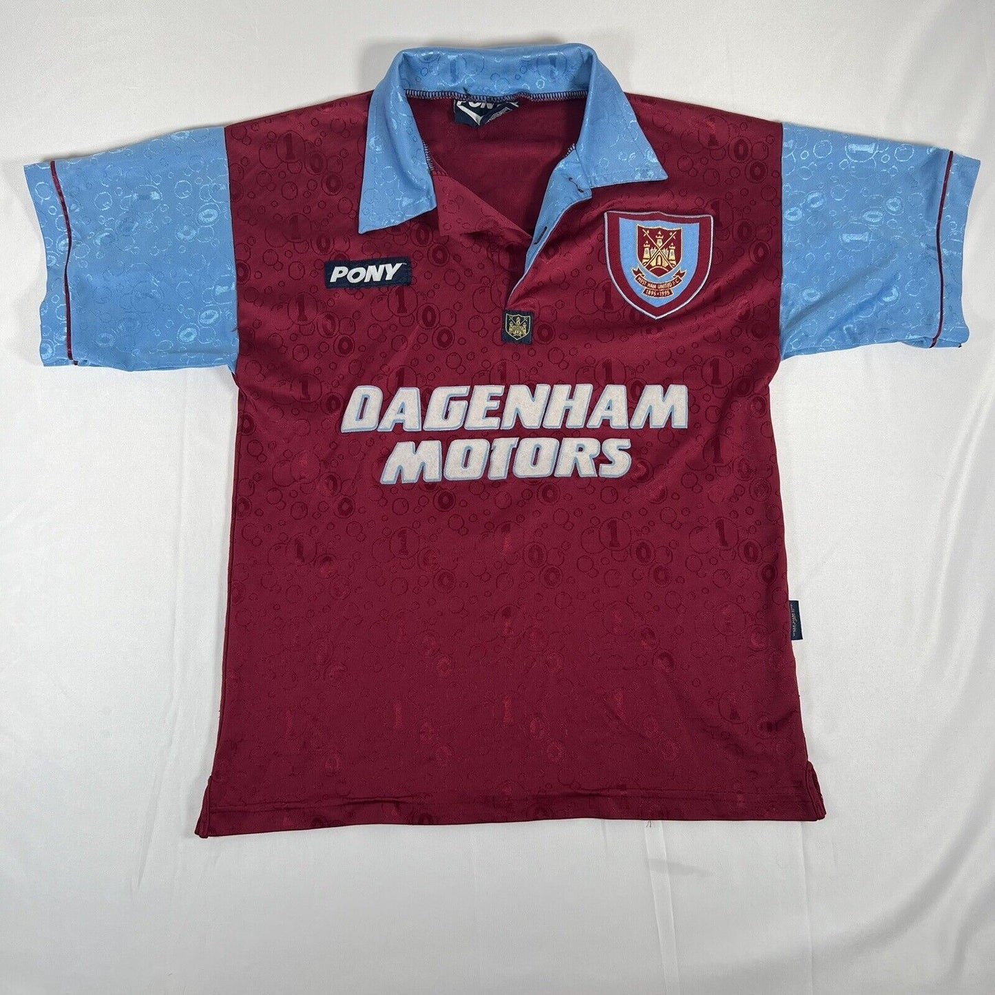 POTTS 4 West Ham United 1995/1996/1997 Home Football Shirt Small